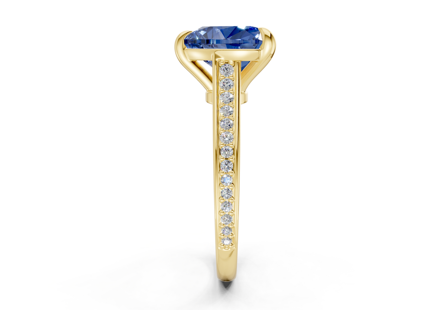 Adeline Sapphire Gemstone Pave Heart Cut 2mm Engagement Ring