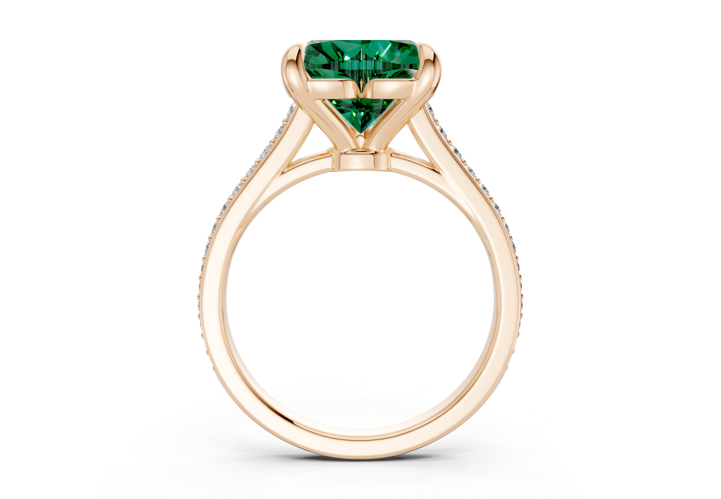 Adeline Emerald Gemstone Pave Heart Cut 2mm Engagement Ring