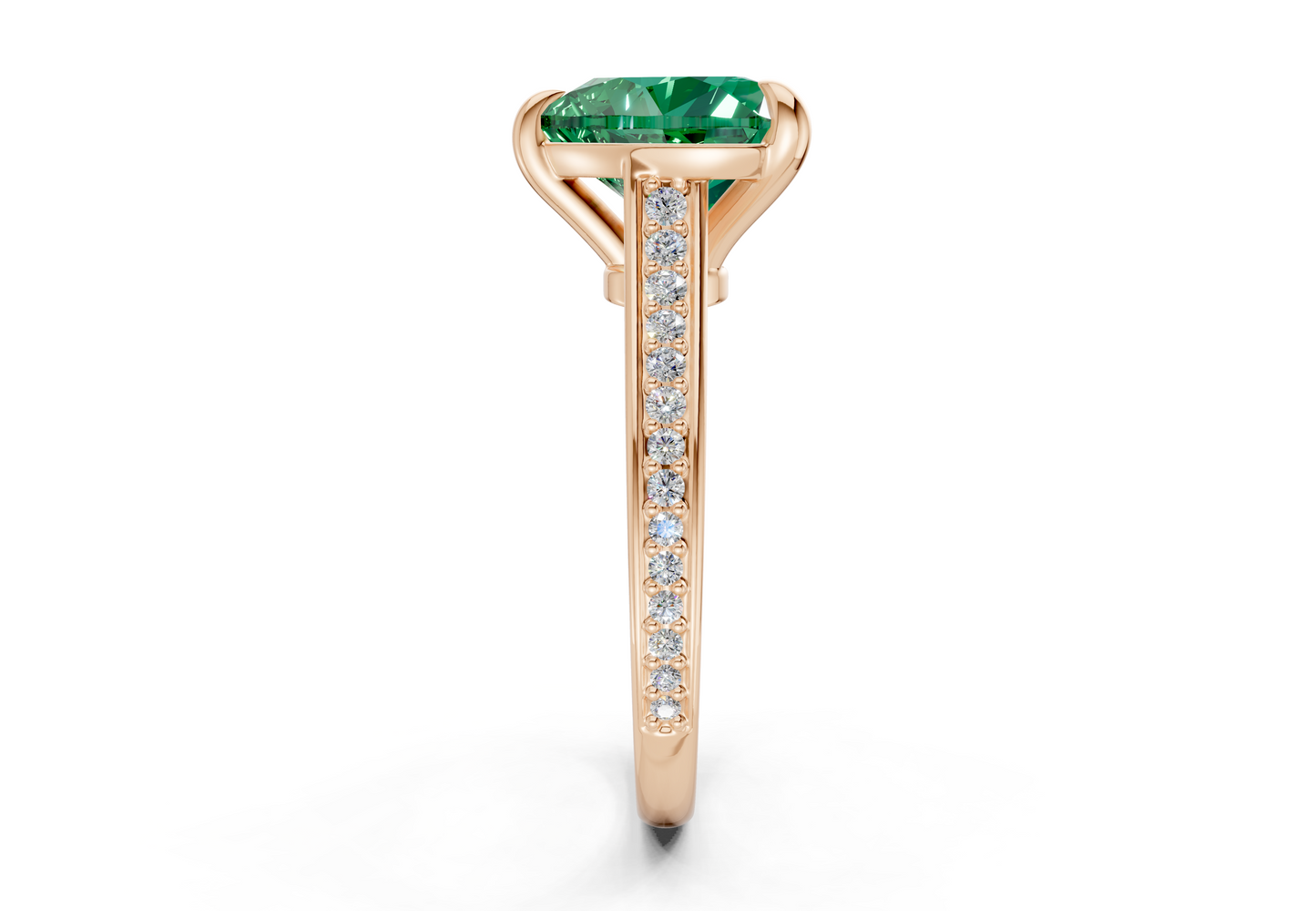Adeline Emerald Gemstone Pave Heart Cut 2mm Engagement Ring