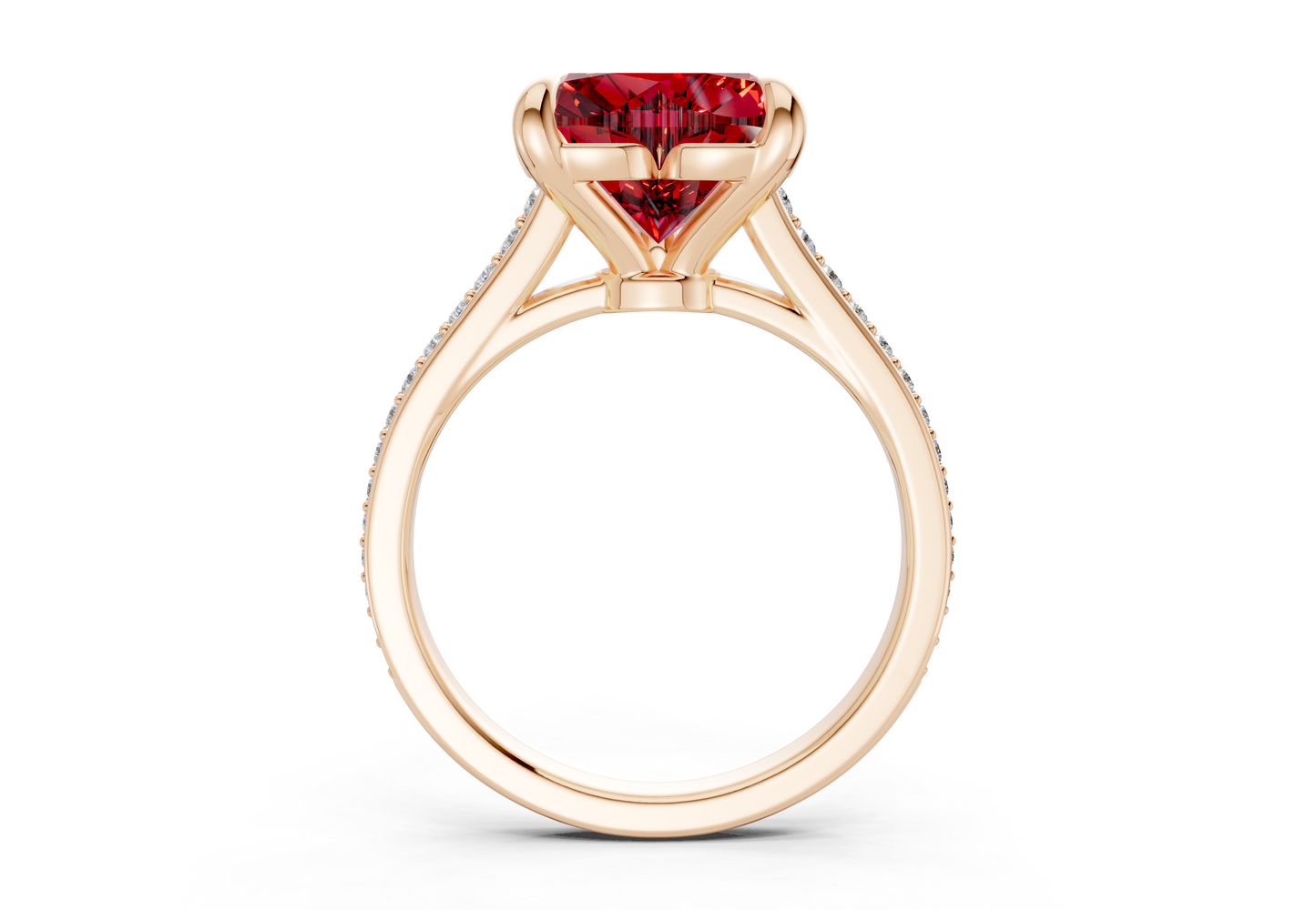 Adeline Ruby Gemstone Pave Heart Cut 2mm Engagement Ring