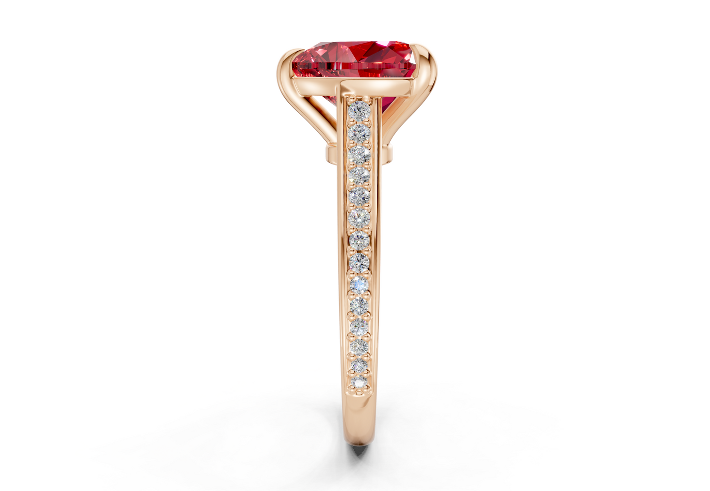 Adeline Ruby Gemstone Pave Heart Cut 2mm Engagement Ring