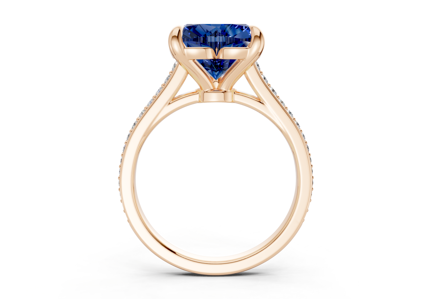 Adeline Sapphire Gemstone Pave Heart Cut 2mm Engagement Ring