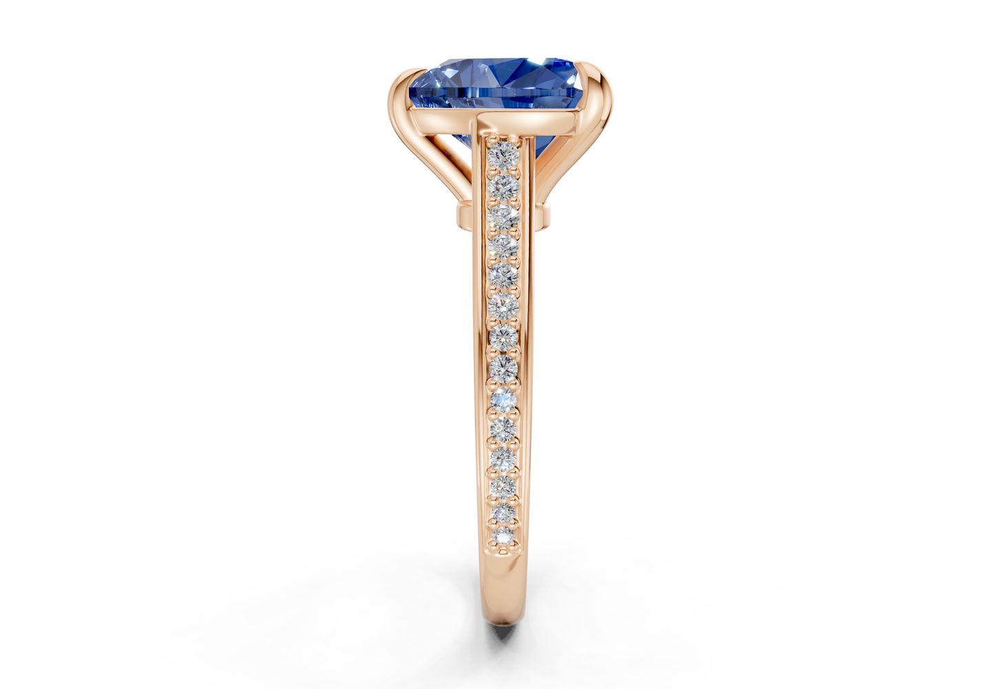 Adeline Sapphire Gemstone Pave Heart Cut 2mm Engagement Ring