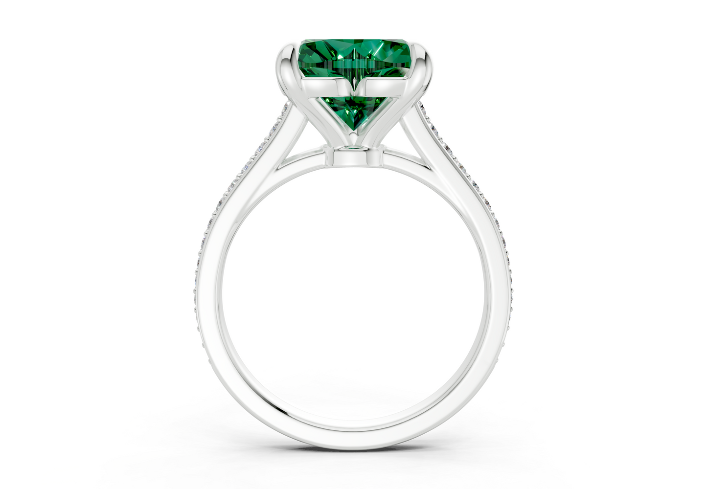 Adeline Emerald Gemstone Pave Heart Cut 2mm Engagement Ring