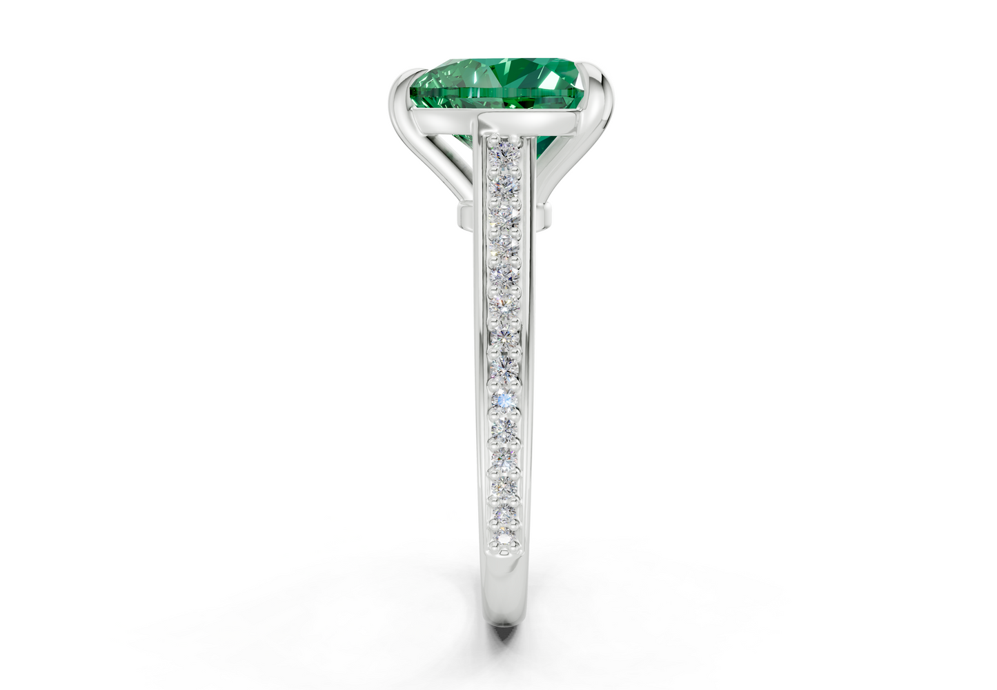 Adeline Emerald Gemstone Pave Heart Cut 2mm Engagement Ring