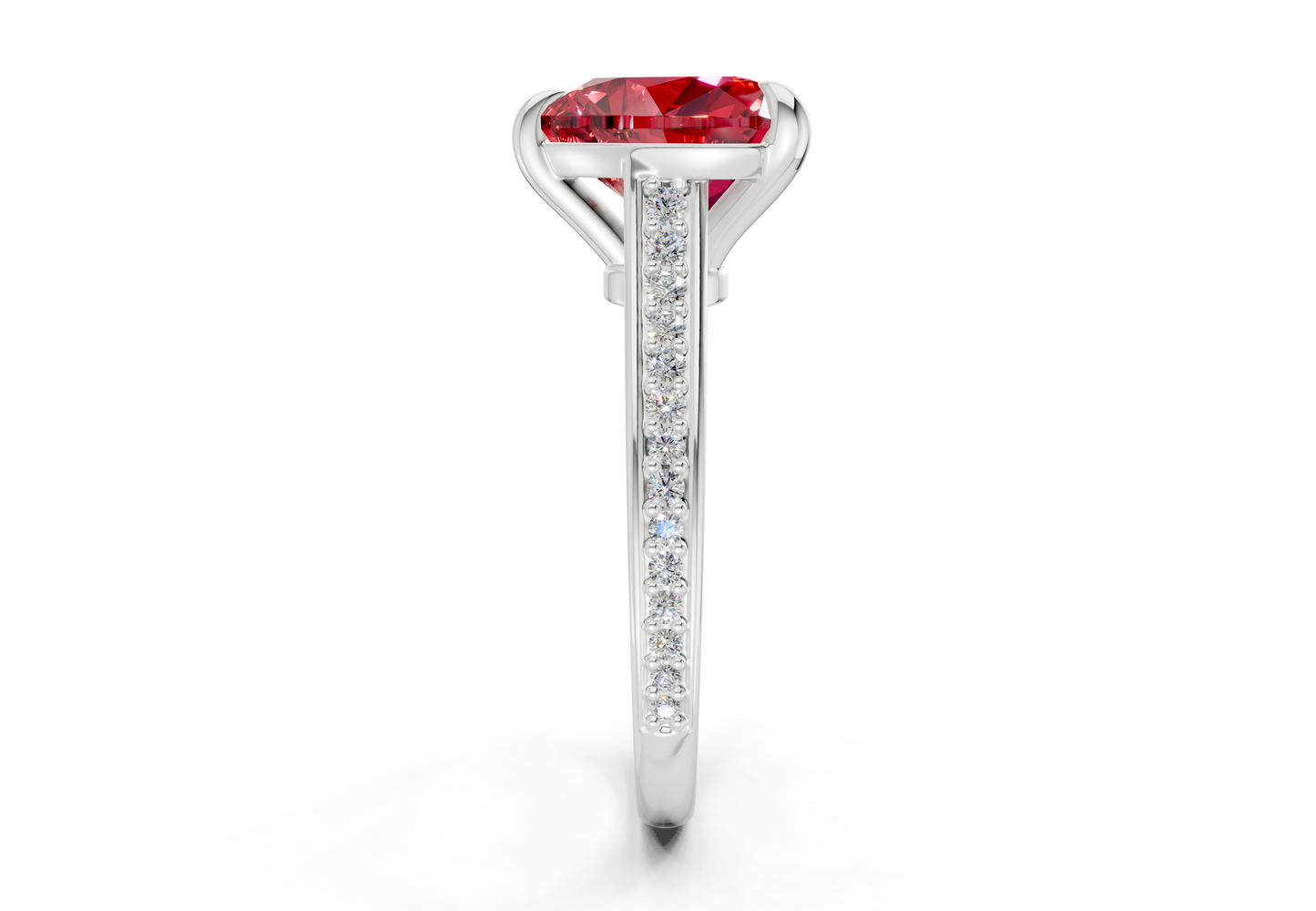 Adeline Ruby Gemstone Pave Heart Cut 2mm Engagement Ring