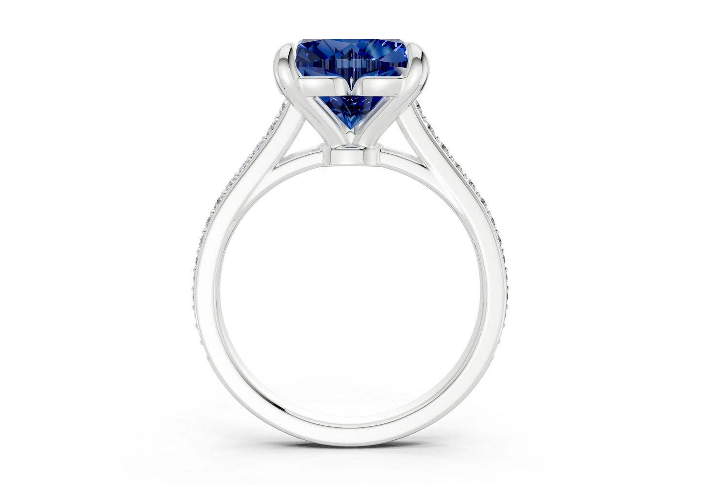 Adeline Sapphire Gemstone Pave Heart Cut 2mm Engagement Ring