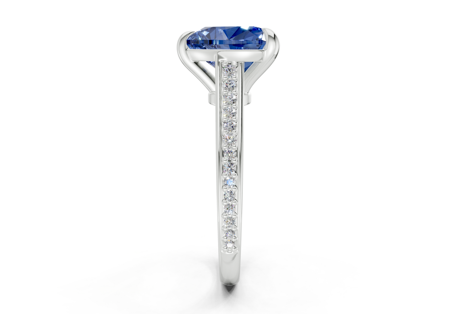 Adeline Sapphire Gemstone Pave Heart Cut 2mm Engagement Ring