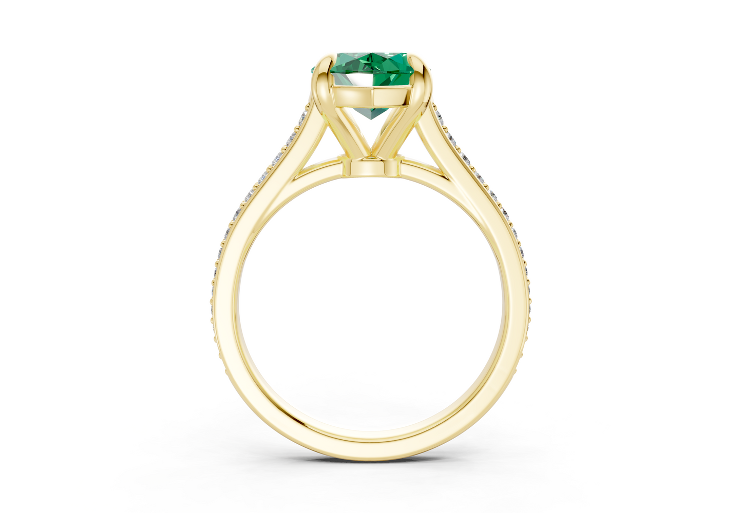 Adeline Emerald Gemstone Pave Marquise Cut 2mm Engagement Ring