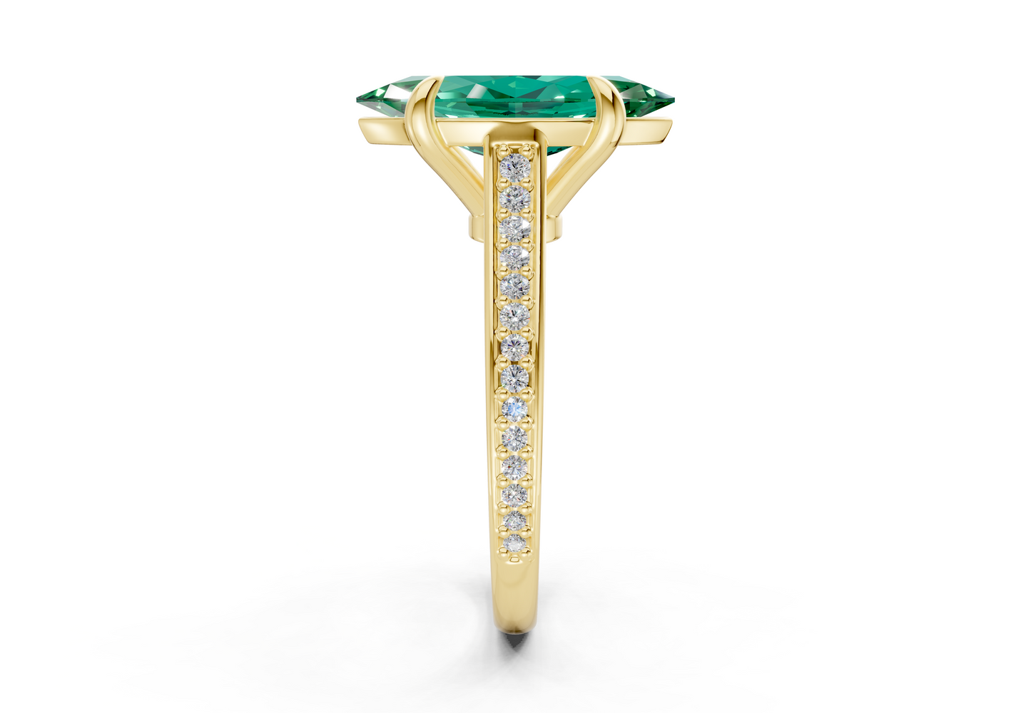 Adeline Emerald Gemstone Pave Marquise Cut 2mm Engagement Ring