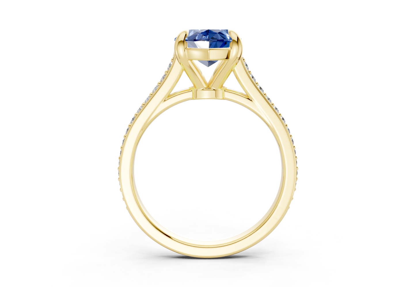 Adeline Sapphire Gemstone Pave Marquise Cut 2mm Engagement Ring