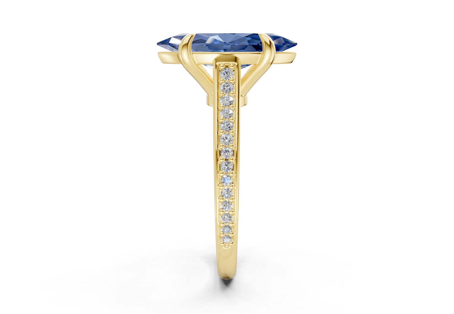 Adeline Sapphire Gemstone Pave Marquise Cut 2mm Engagement Ring