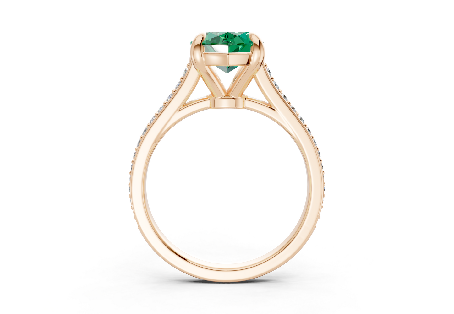 Adeline Emerald Gemstone Pave Marquise Cut 2mm Engagement Ring