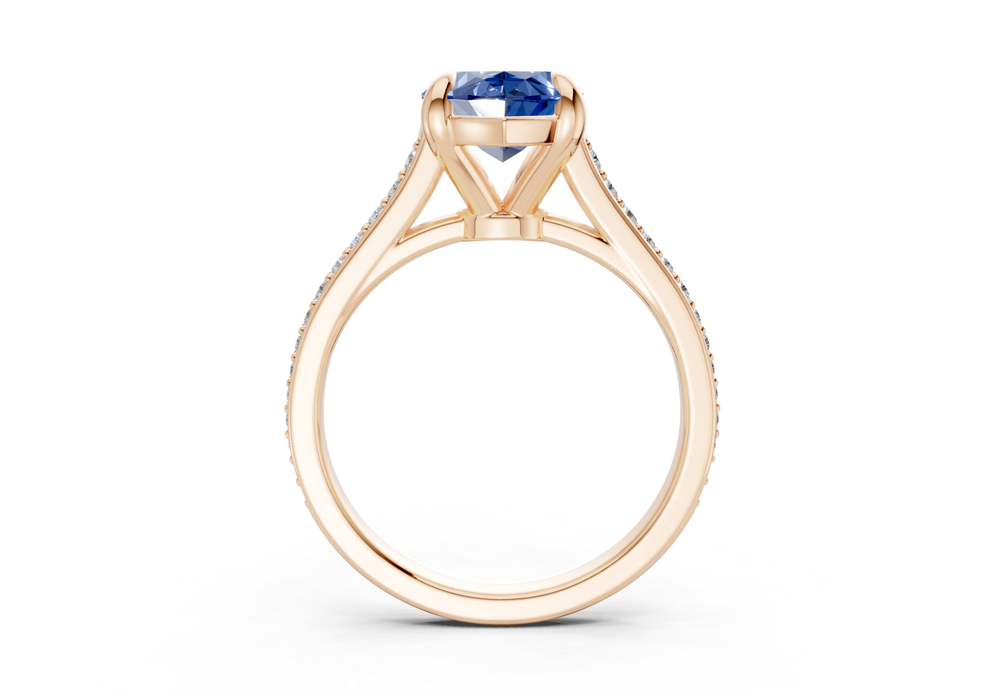 Adeline Sapphire Gemstone Pave Marquise Cut 2mm Engagement Ring
