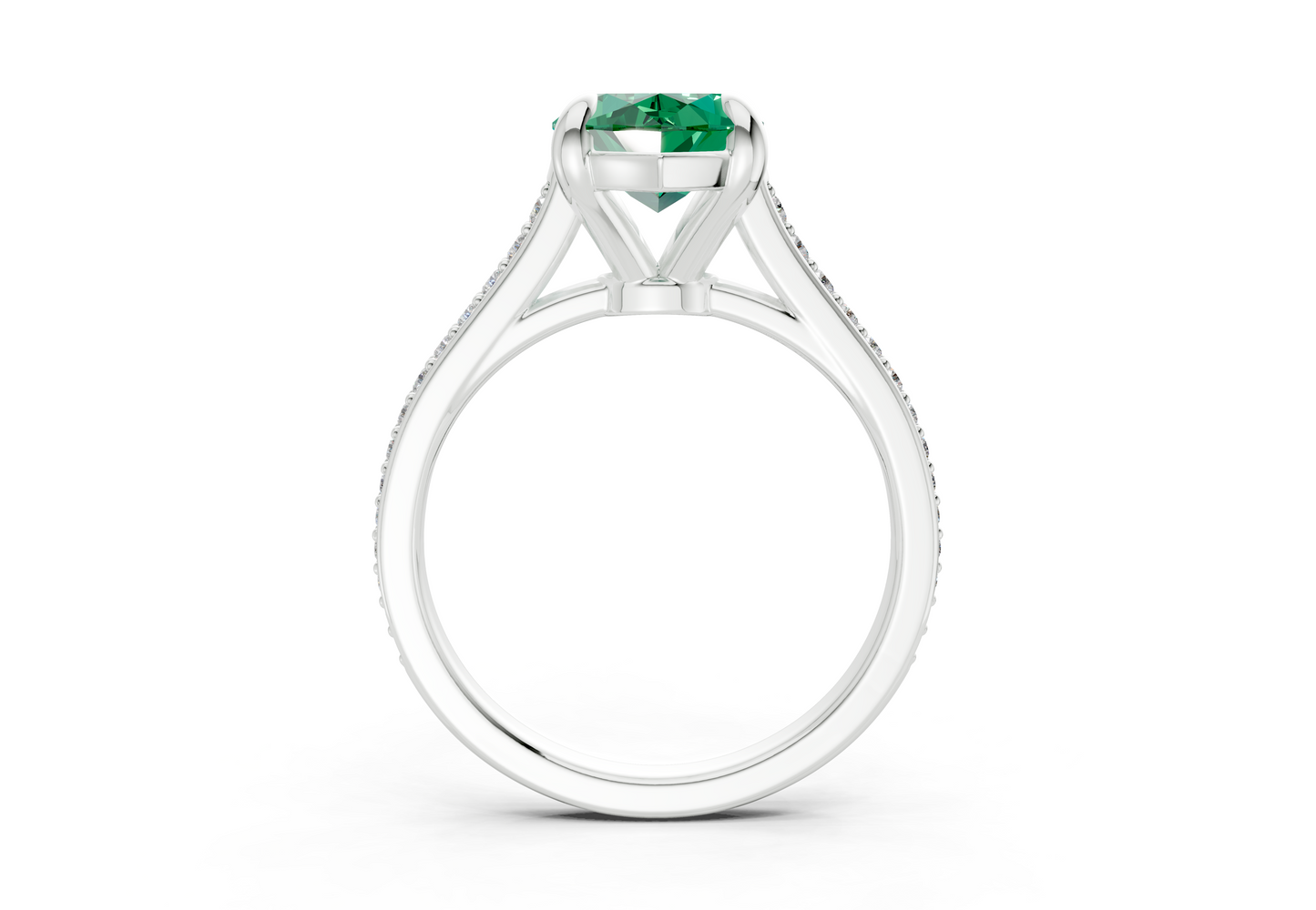 Adeline Emerald Gemstone Pave Marquise Cut 2mm Engagement Ring