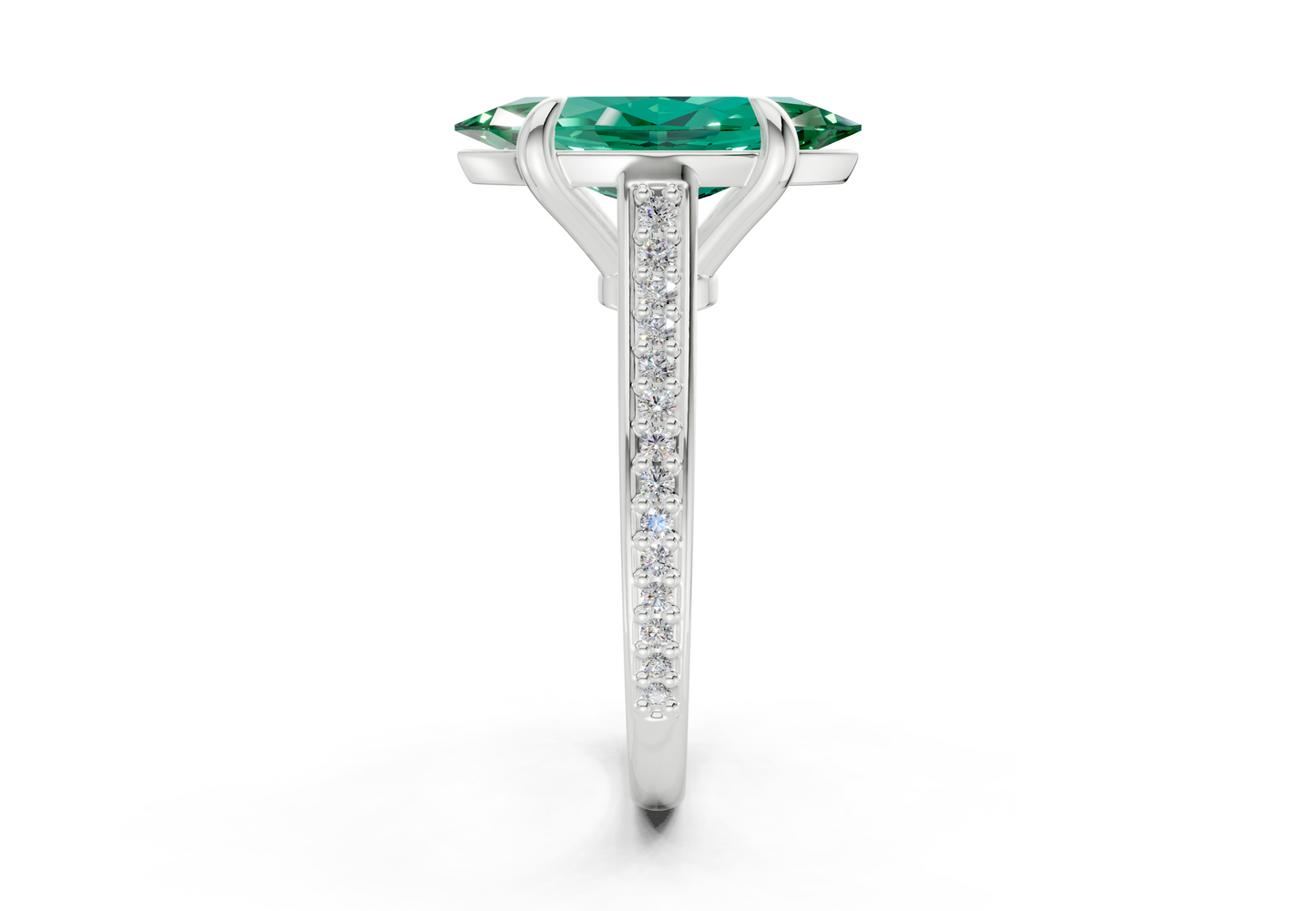 Adeline Emerald Gemstone Pave Marquise Cut 2mm Engagement Ring