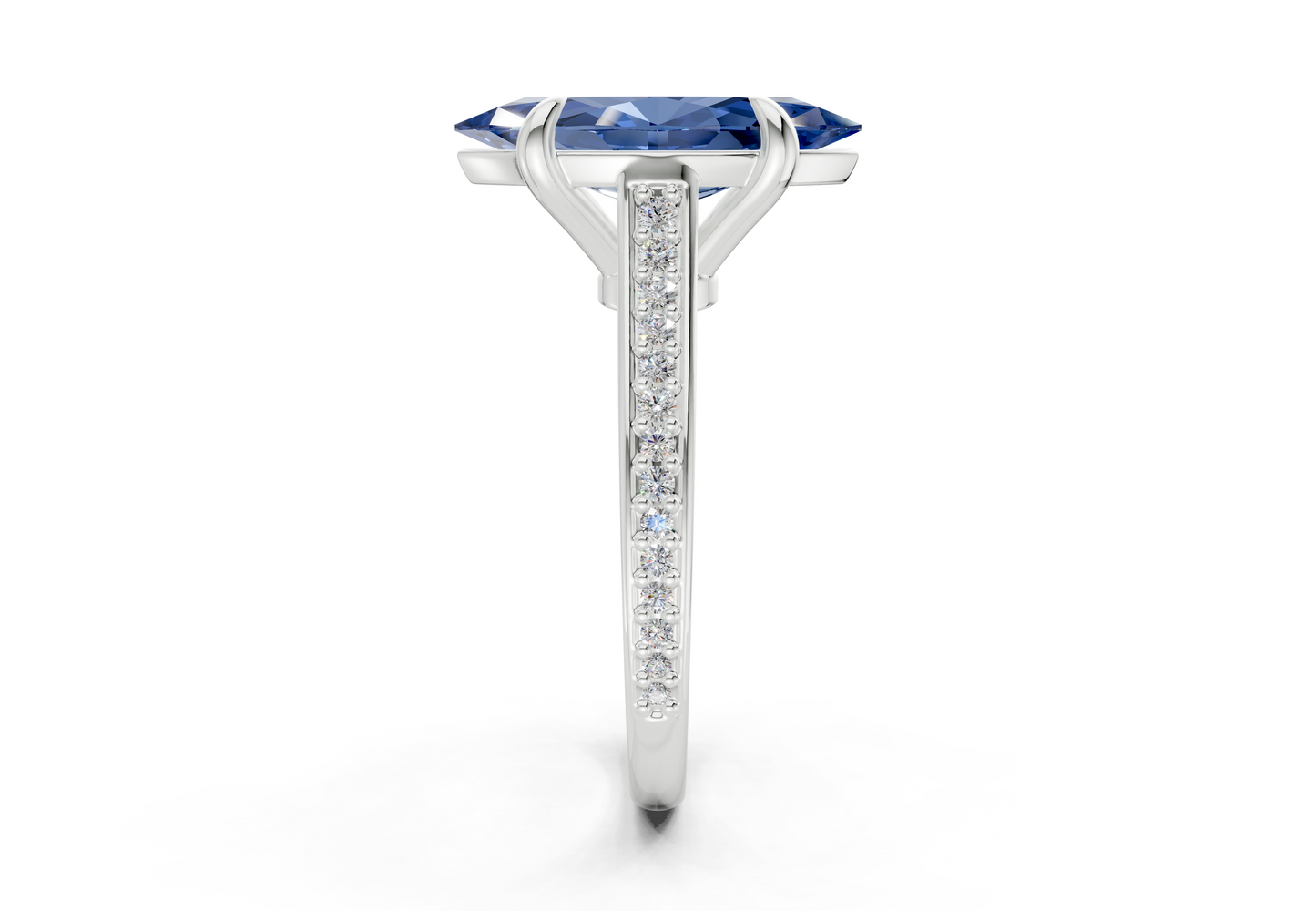 Adeline Sapphire Gemstone Pave Marquise Cut 2mm Engagement Ring