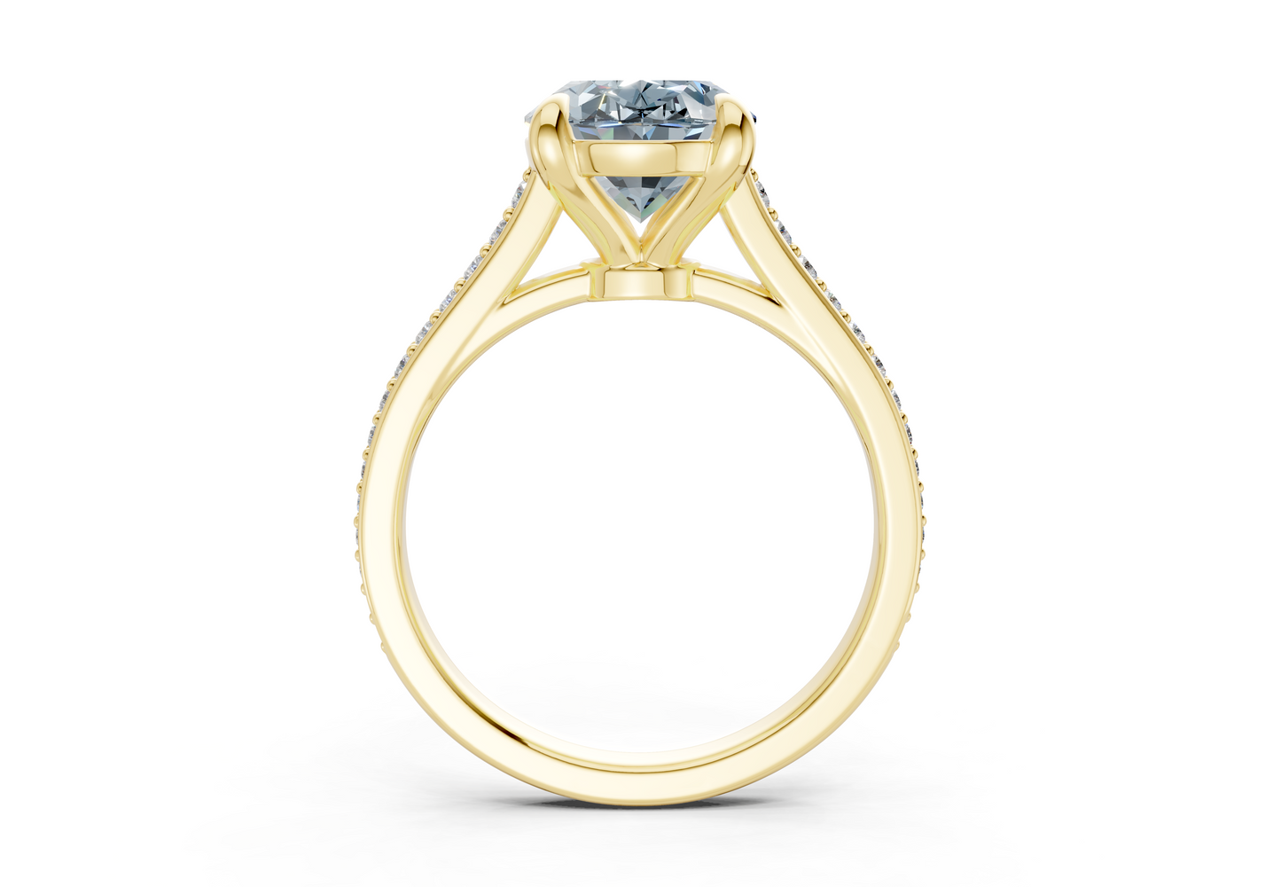 Adeline Blue Diamond Pave Oval Cut 2mm Engagement Ring