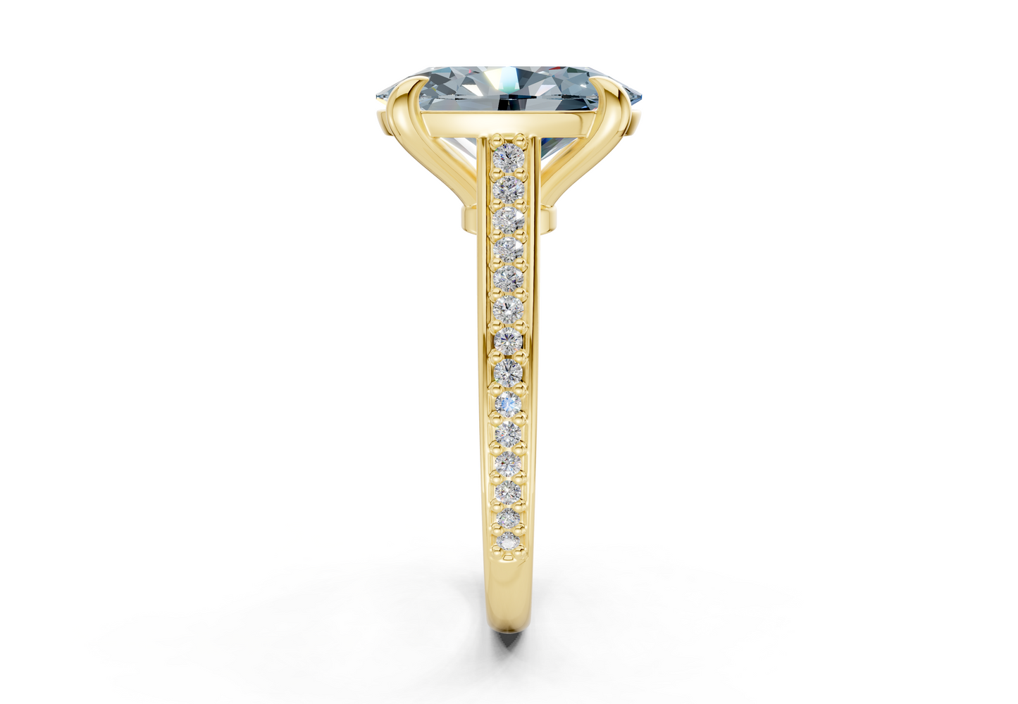 Adeline Blue Diamond Pave Oval Cut 2mm Engagement Ring