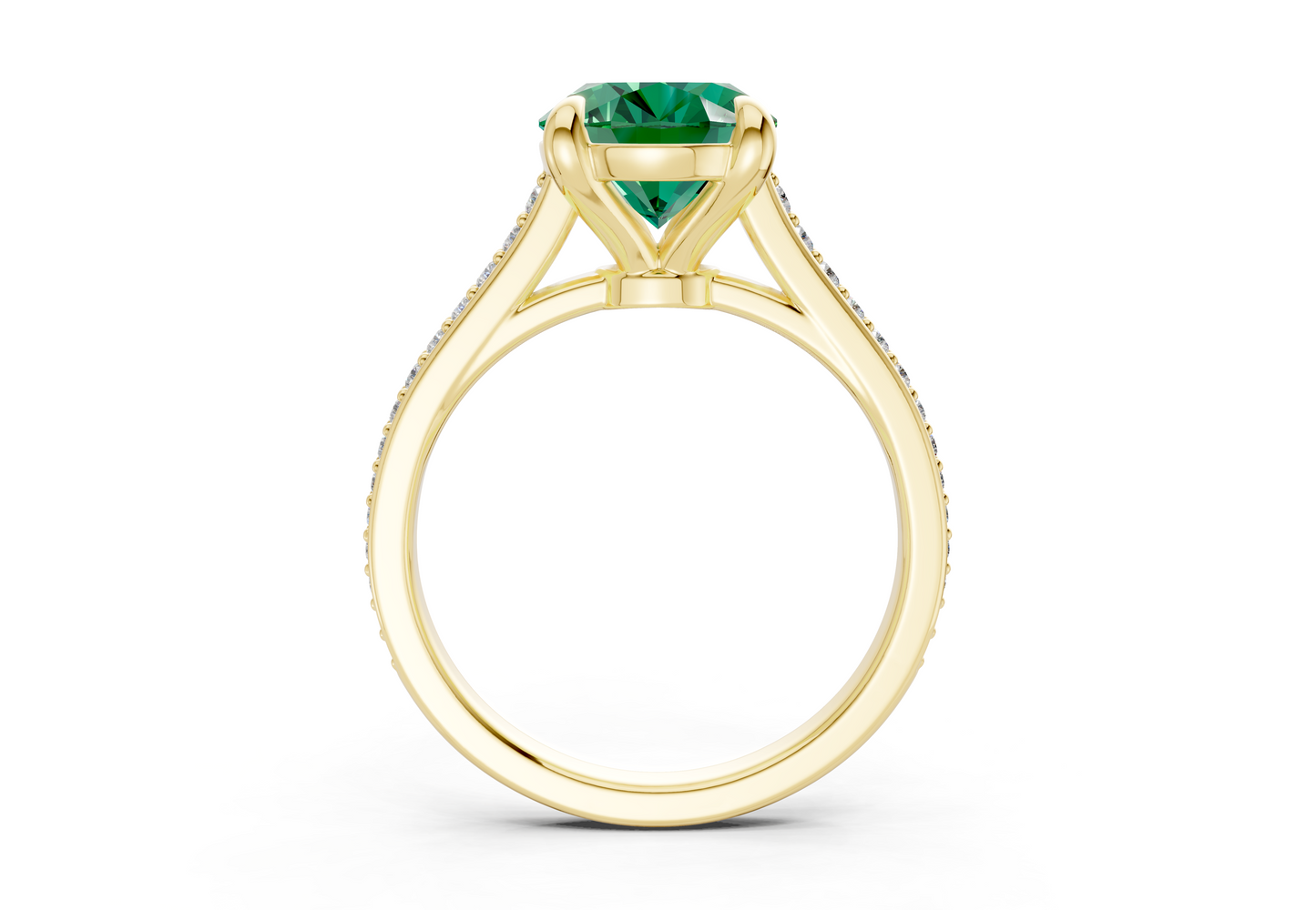 Adeline Emerald Gemstone Pave Oval Cut 2mm Engagement Ring