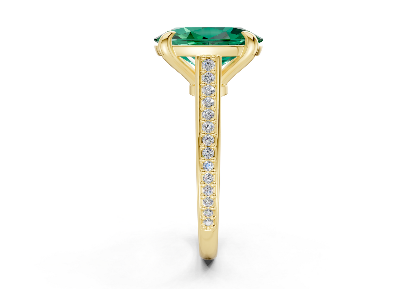 Adeline Emerald Gemstone Pave Oval Cut 2mm Engagement Ring