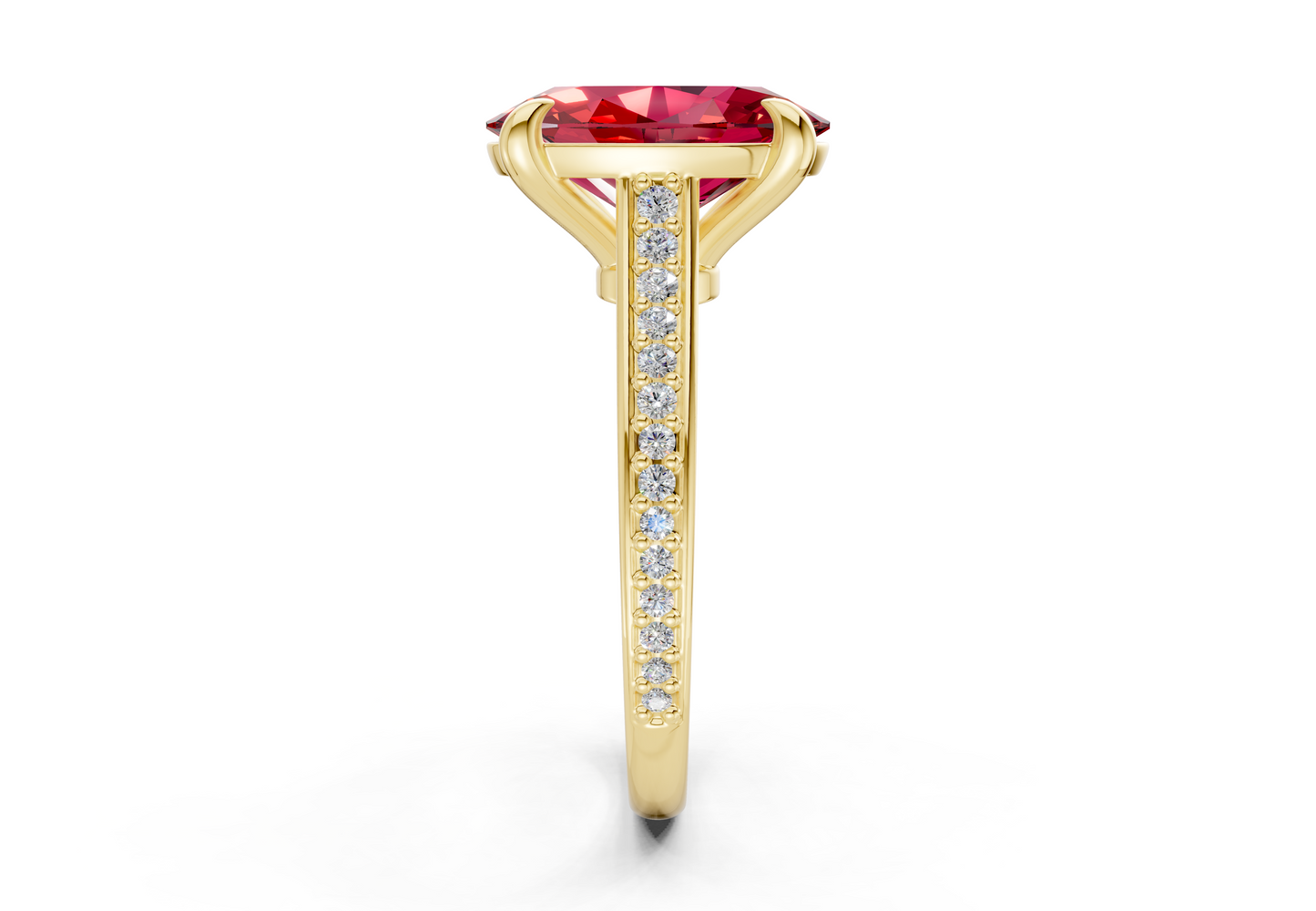 Adeline Ruby Gemstone Pave Oval Cut 2mm Engagement Ring