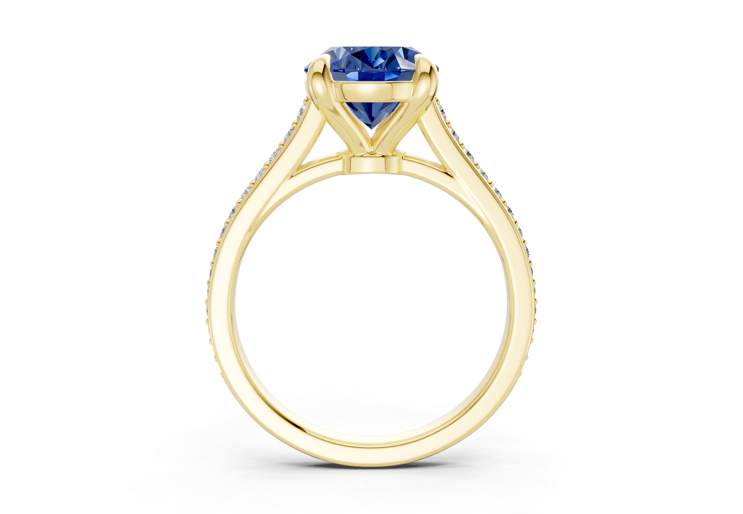 Adeline Sapphire Gemstone Pave Oval Cut 2mm Engagement Ring