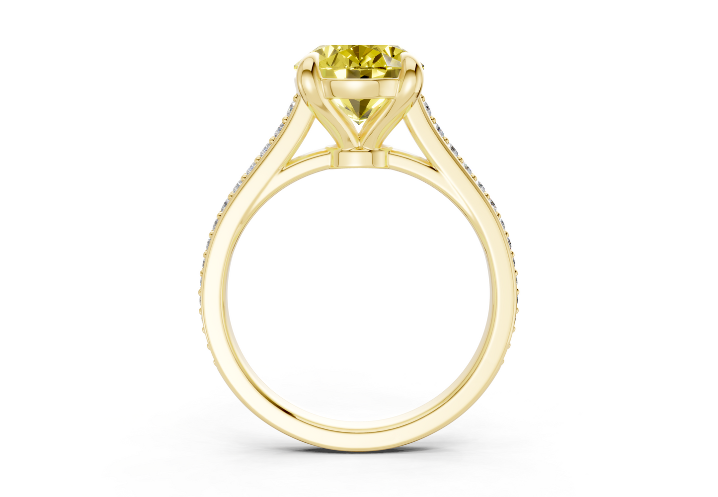 Adeline Yellow Diamond Pave Oval Cut 2mm Engagement Ring