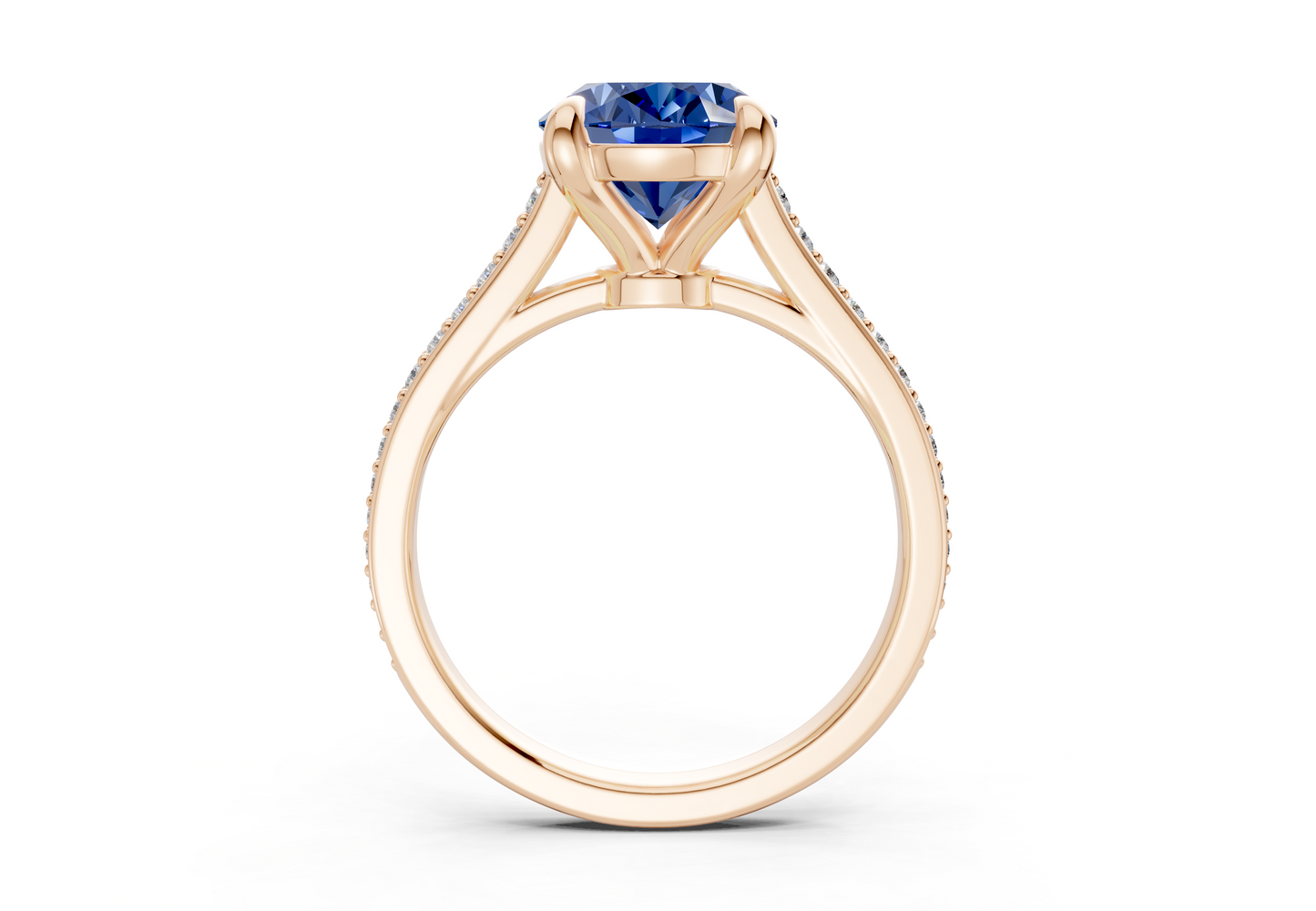 Adeline Sapphire Gemstone Pave Oval Cut 2mm Engagement Ring