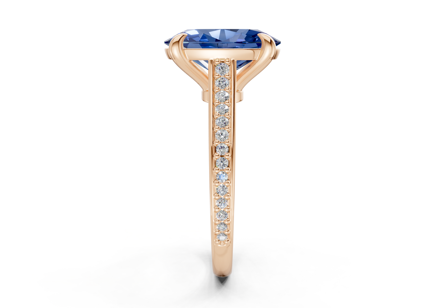 Adeline Sapphire Gemstone Pave Oval Cut 2mm Engagement Ring
