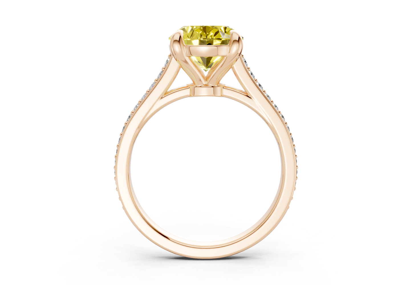 Adeline Yellow Diamond Pave Oval Cut 2mm Engagement Ring