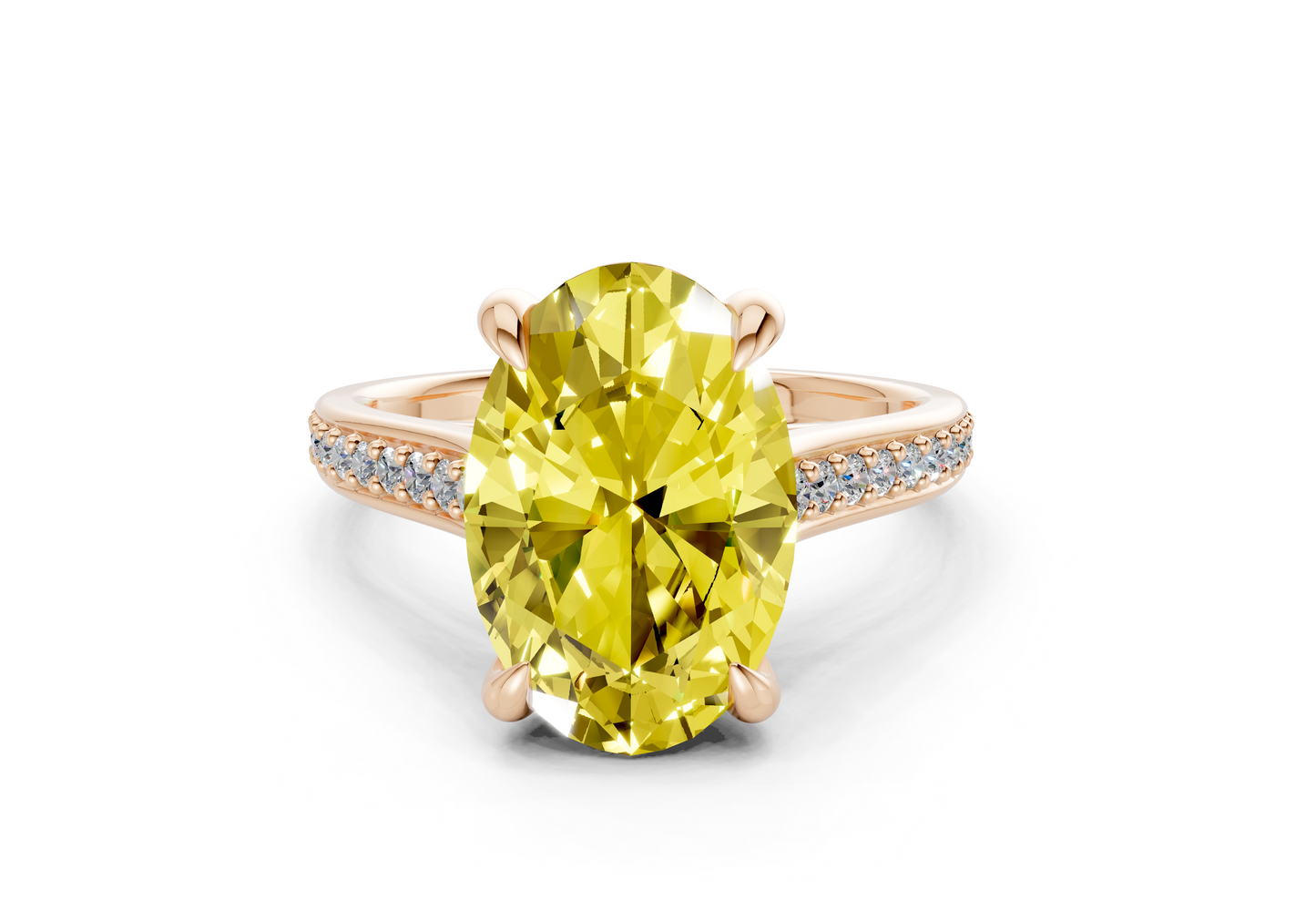Adeline Yellow Diamond Pave Oval Cut 2mm Engagement Ring