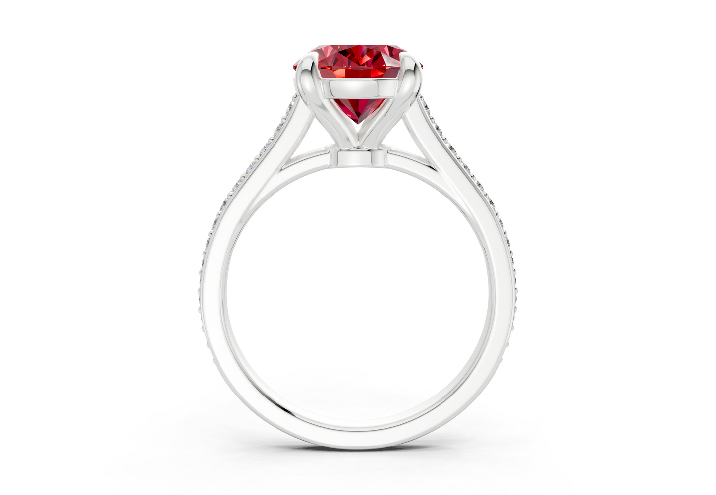 Adeline Ruby Gemstone Pave Oval Cut 2mm Engagement Ring