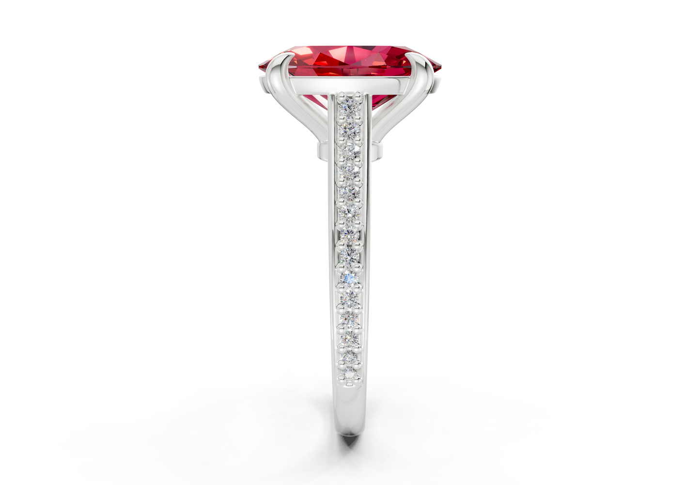 Adeline Ruby Gemstone Pave Oval Cut 2mm Engagement Ring