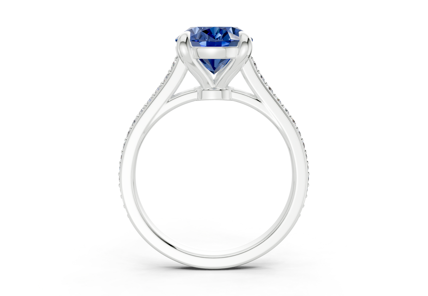 Adeline Sapphire Gemstone Pave Oval Cut 2mm Engagement Ring