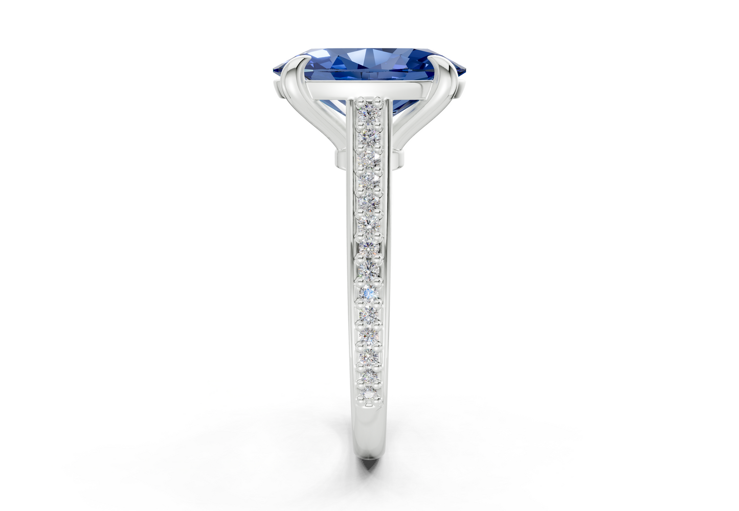 Adeline Sapphire Gemstone Pave Oval Cut 2mm Engagement Ring