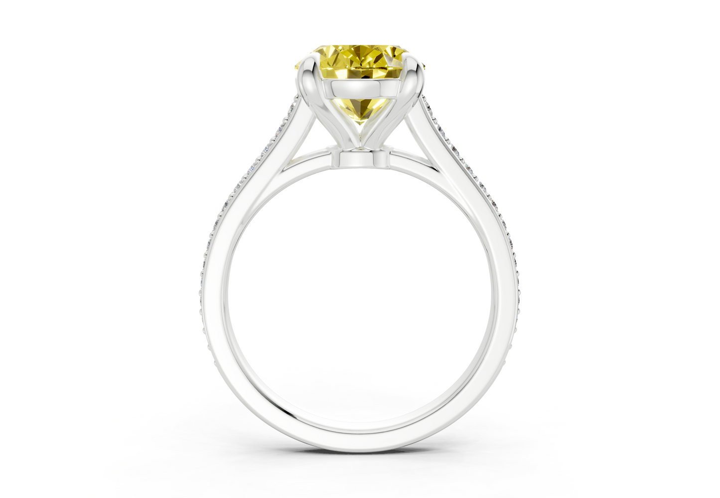 Adeline Yellow Diamond Pave Oval Cut 2mm Engagement Ring