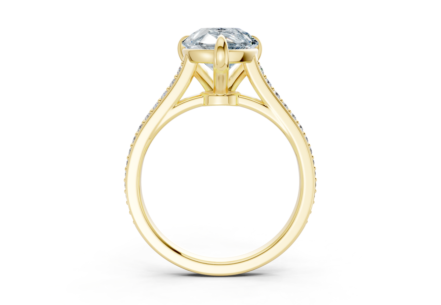 Adeline Blue Diamond Pave Pear Cut 2mm Engagement Ring
