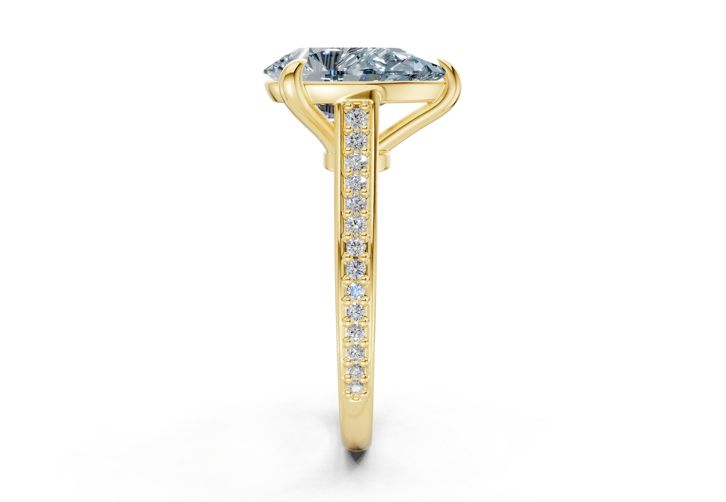 Adeline Blue Diamond Pave Pear Cut 2mm Engagement Ring