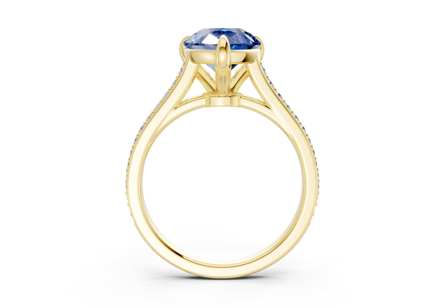 Adeline Sapphire Gemstone Pave Pear Cut 2mm Engagement Ring