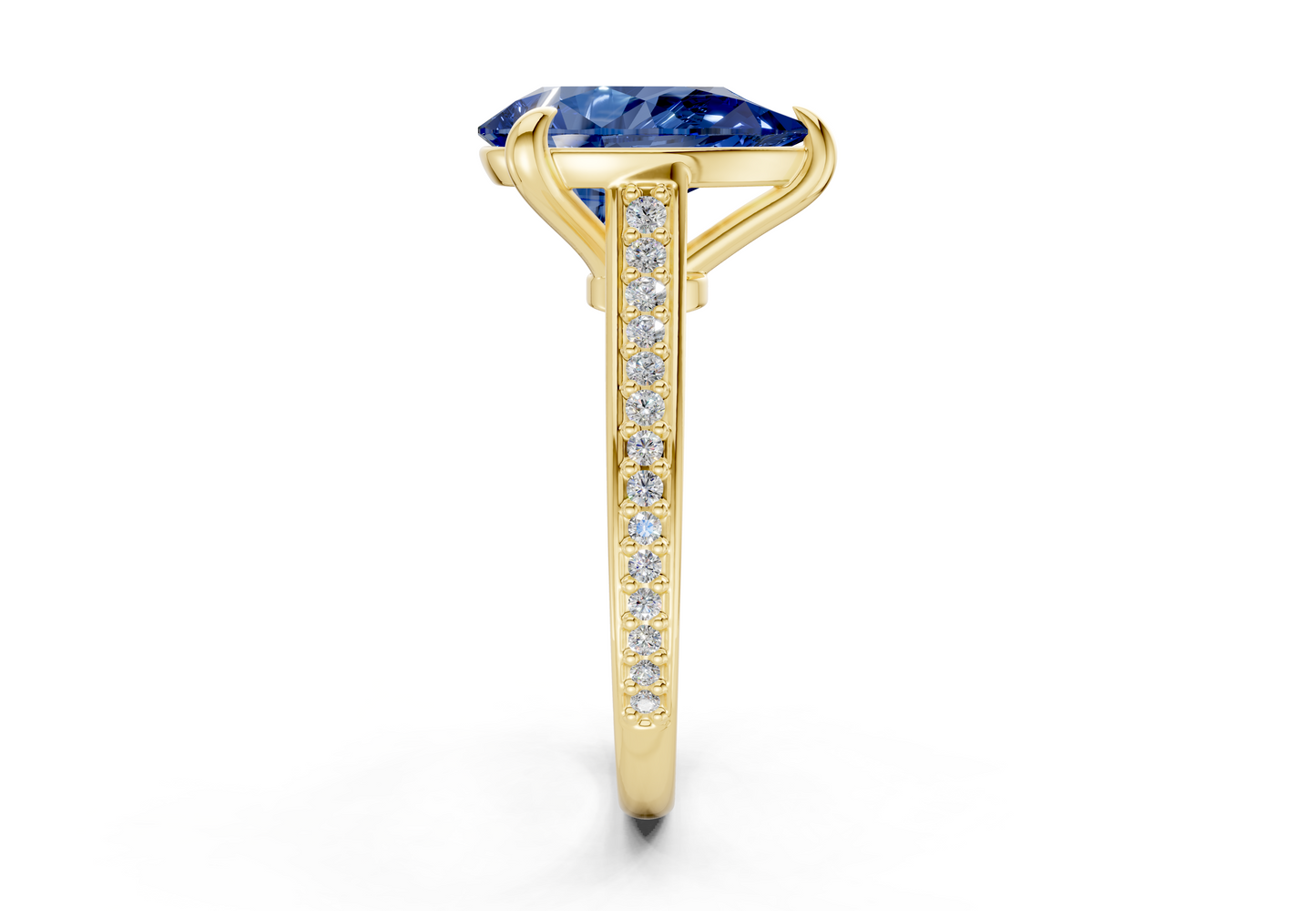 Adeline Sapphire Gemstone Pave Pear Cut 2mm Engagement Ring