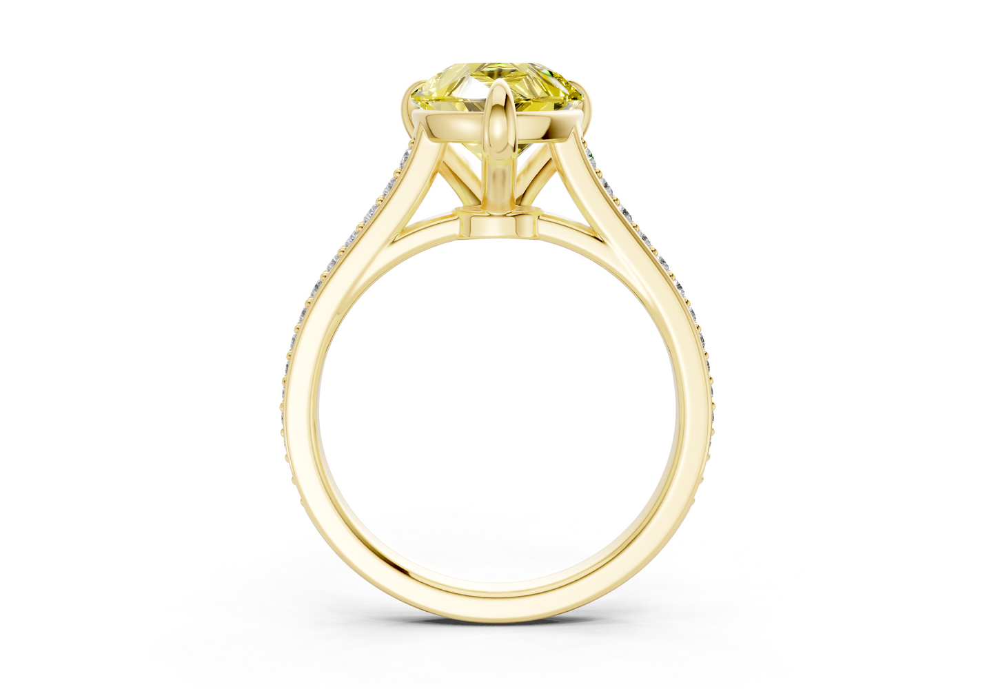 Adeline Yellow Diamond Pave Pear Cut 2mm Engagement Ring