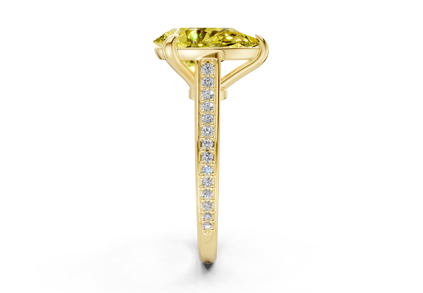 Adeline Yellow Diamond Pave Pear Cut 2mm Engagement Ring