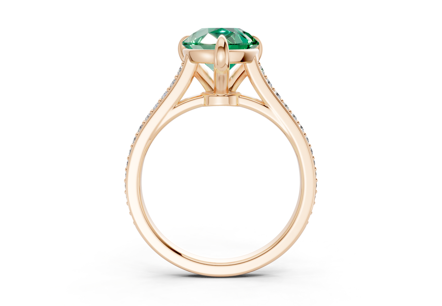 Adeline Emerald Gemstone Pave Pear Cut 2mm Engagement Ring