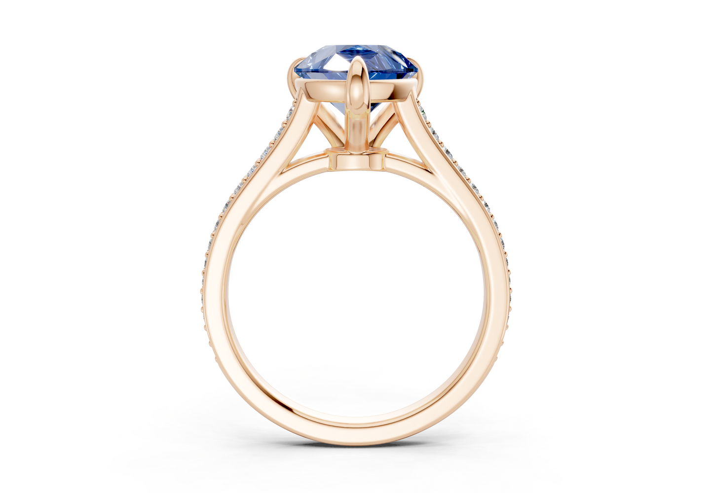 Adeline Sapphire Gemstone Pave Pear Cut 2mm Engagement Ring