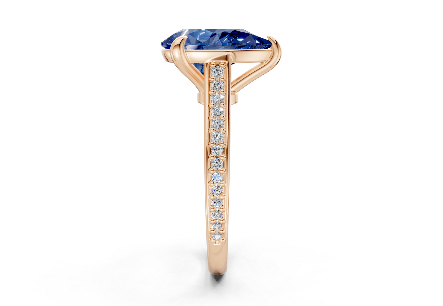 Adeline Sapphire Gemstone Pave Pear Cut 2mm Engagement Ring