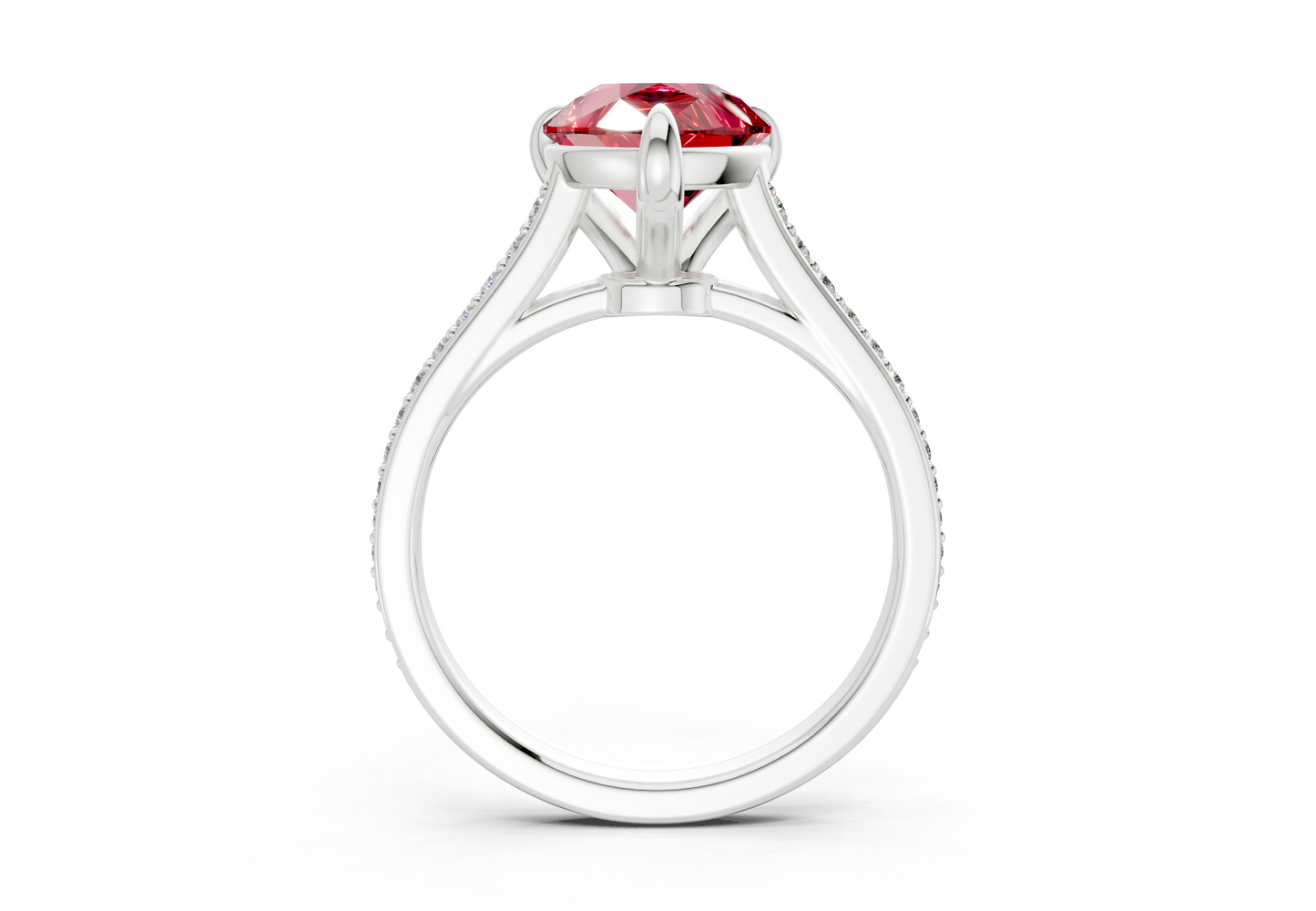 Adeline Ruby Gemstone Pave Pear Cut 2mm Engagement Ring