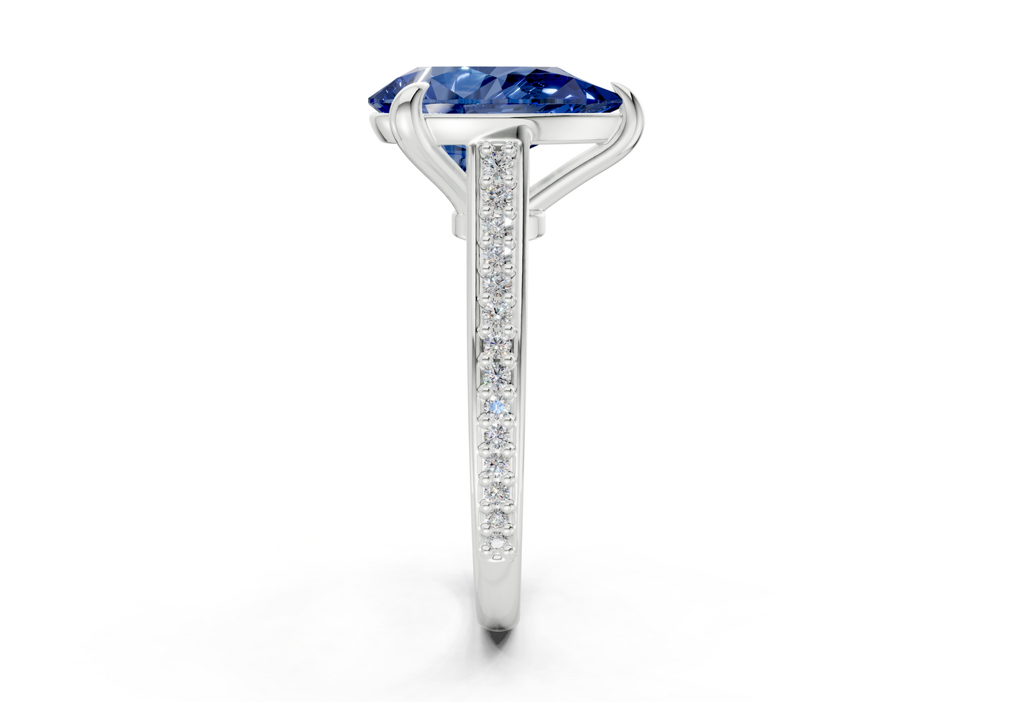 Adeline Sapphire Gemstone Pave Pear Cut 2mm Engagement Ring