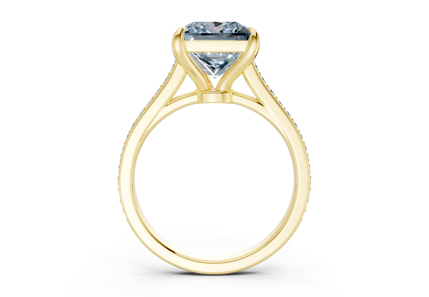 Adeline Blue Diamond Pave Princess Cut 2mm Engagement Ring