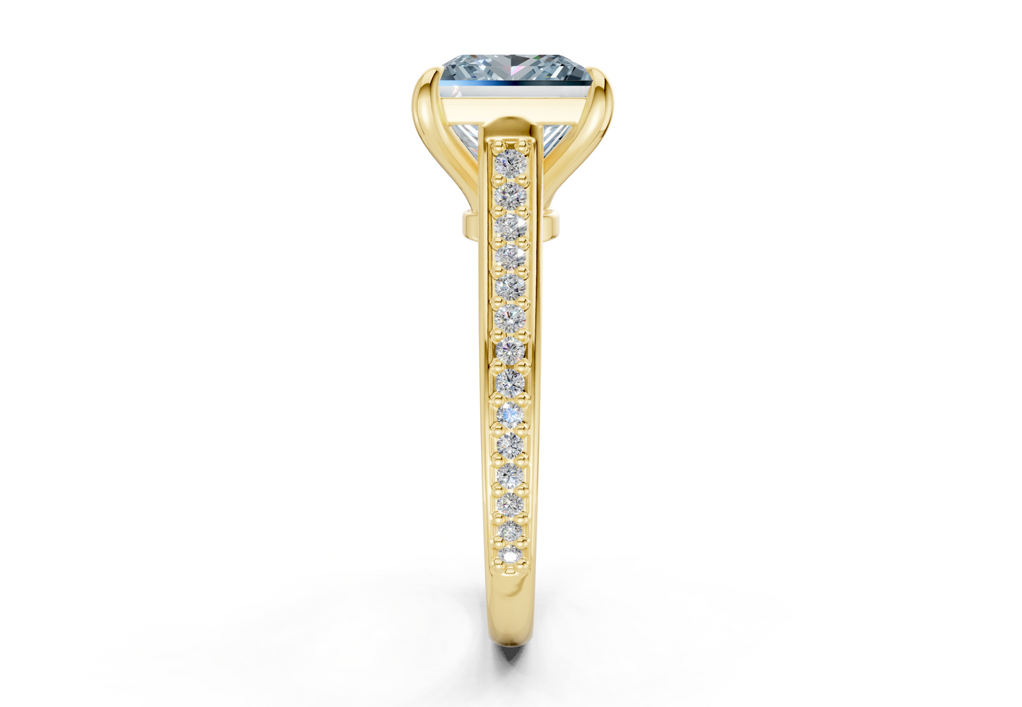 Adeline Blue Diamond Pave Princess Cut 2mm Engagement Ring